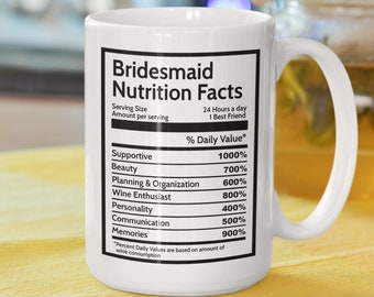 Funny bridesmaid proposal mug wedding Nutrition Facts, Bridal party gift for wedding day, Bridesmaid mug Jr bridesmaid gift,Bridal party mug
