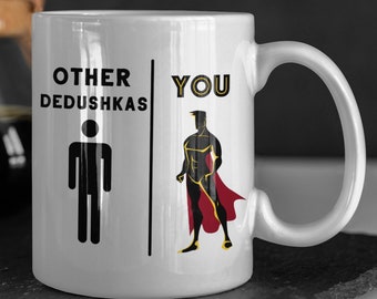 Russian gift Dedushka hero coffee mug, Fathers day gift funny grandpa birthday gift grandfather gift, Funny mugs for men from grandkids