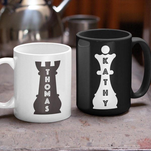 Chess themed gifts chess player mug, Chess lovers gift personalized name coffee mug, Chess player mug chess board,Customized best friend mug