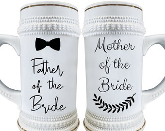 Wedding gift Parents of the Bride tribe beer stein personalized, Father of the bride and Matron of honor gift custom beer mug tankard