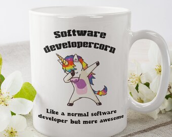 Gift for Software developer adult unicorn gift for women unicorn mug cup, App developer going away gift for coworker colleague mug
