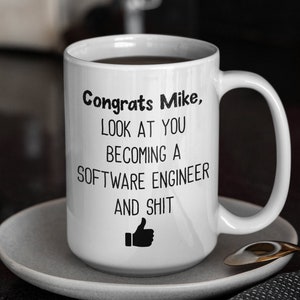 Software engineer college graduation custom name mug, Class of 2023 mug graduation gift mug new job gift for him, Gift for her 2023