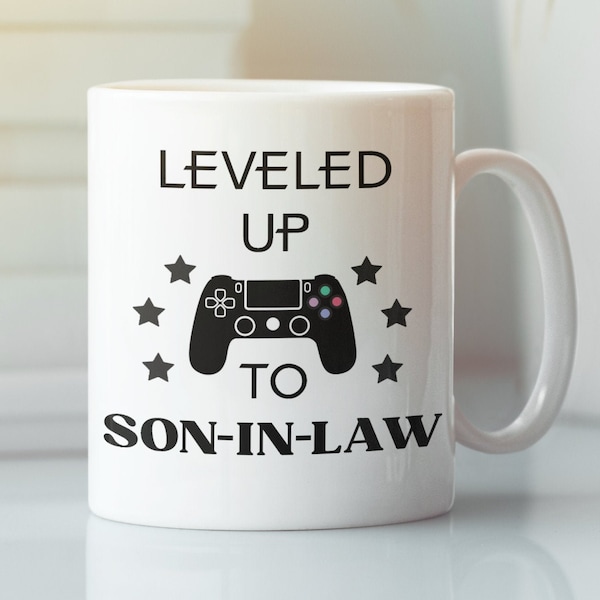 Funny gift for son in law mug level up, Groom gifts from mother in law level unlocked gamer mug, To my son in law wedding level coffee mugs