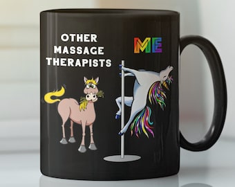 Massage therapist gift pole dancing unicorn mug, Masseuse unicorn gift colleague mug, Going away gift for coworker, Retirement boss leaving