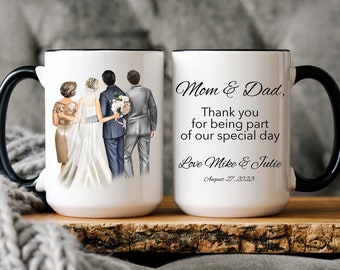 Parents Wedding Gift from Bride and Groom, Father Mother of The Bride or Groom Gift from Daughter or Son, Personalized Gift for Parents Mug
