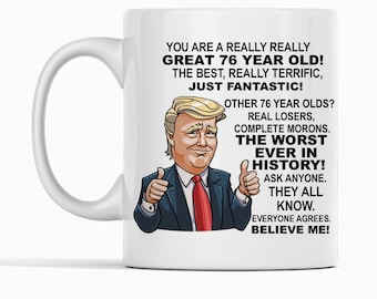 76th Birthday Gift Donald Trump Birthday Mug, President Trump Thumbs Up Merch Best Friend 76th Birthday Mug, 76 Year Old Birthday Present