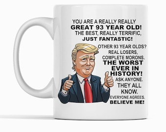 93rd Birthday Gift Donald Trump Birthday Mug, President Trump Thumbs Up Merch Best Friend 93rd Birthday Mug, 93 Year Old Birthday Present