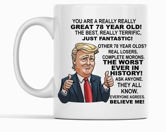 78th Birthday Gift Donald Trump Birthday Mug, President Trump Thumbs Up Merch Best Friend 78th Birthday Mug, 78 Year Old Birthday Present