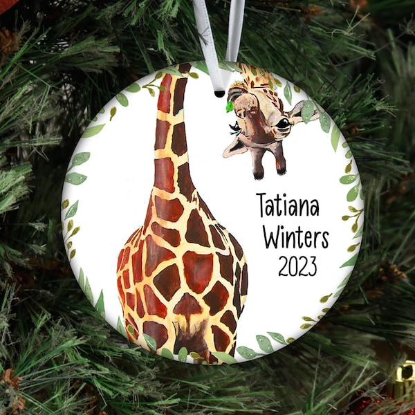 Custom giraffe ornament giraffe gift, Personalized giraffe Christmas ornament, Custom name xmas ornament giraffe baby shower animal ornament