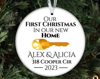 House Key ornament 2023, New home Christmas ornament with address, Our first home first Christmas in new home ornament, Personalized gift