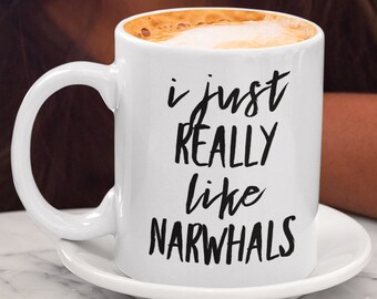 Narwhal coffee mug travel mug with lid narwhal gift ocean life mug, Narwhal mug ocean lover gift, Minimalist color changing mug