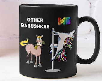 Other Babushkas ME funny Russian tea mug unicorn mug cup, Grandma pregnancy reveal mug unicorn gift for women, Grandma coffee mug gift
