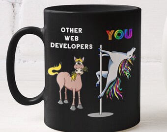 Web developer gift unicorn mug cup, Coder mug thank you gift for coworker leaving gift, Programmer mug colleague ceramic horse mug colleague