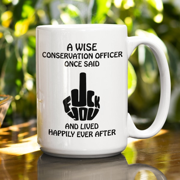 Wildlife Conservation Officer fuck mok, Weggaan cadeau voor collega ongepaste mok, Uitspraken over pensioen mok gelukkig pensioen