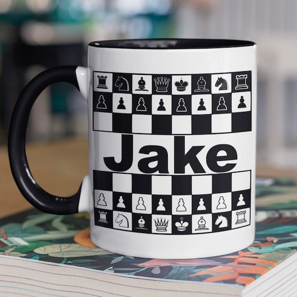 Chess themed gifts chess player mug, Chess lovers gift personalized name coffee mug, Chess player mug chess board,Customized best friend mug