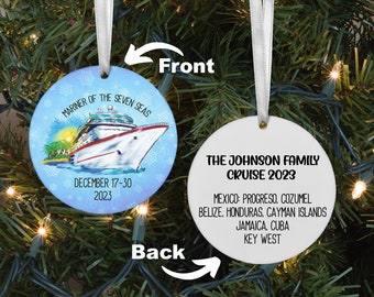 Kreuzfahrt Ornament Familienurlaub, Familienkreuzfahrt Personalisierte Reise Ornament, Kreuzfahrtschiff Ornament, benutzerdefinierte Namensverzierung, gemischtes Familiengeschenk
