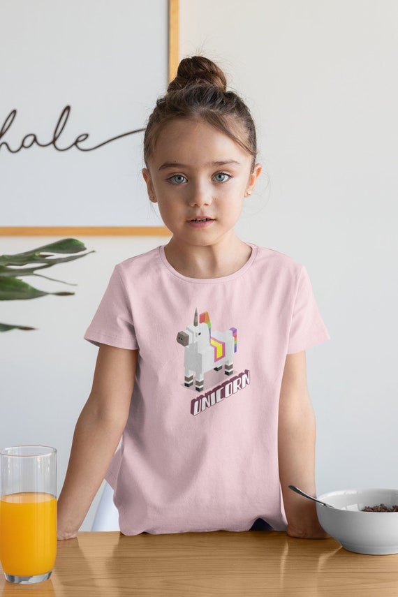 UNICORN TEE SHIRT girl minecraft animal kids t-shirt kids | Etsy