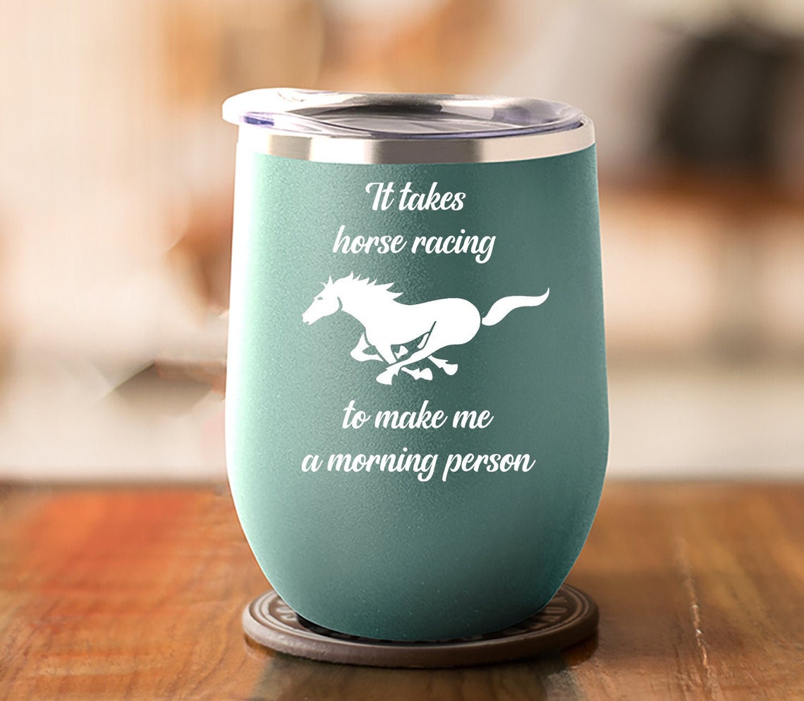 HORSE RACING CUSTOM wine tumbler sports gifts Gift for horse Etsy