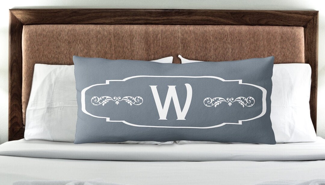 Monogram Pillow Custom Body Pillow Case Long Lumbar Pillow Etsy