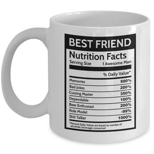 Gifts for guy friend Nutrition Facts, Custom best friend mug birthday gifts, Gift for male friend gifts for guy, Long distance best friend image 2