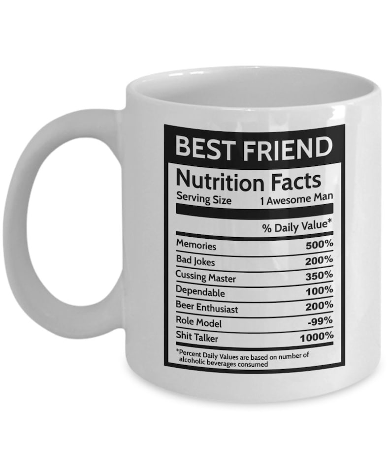 Gifts for guy friend Nutrition Facts, Custom best friend mug birthday gifts, Gift for male friend gifts for guy, Long distance best friend image 2