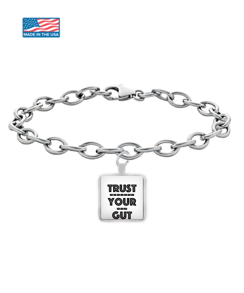 Trust your gut Girl boss day daughter graduation silver plated chain BOSS LADY CLIENT gifts silver chain uv resin jewlery custom bracelet