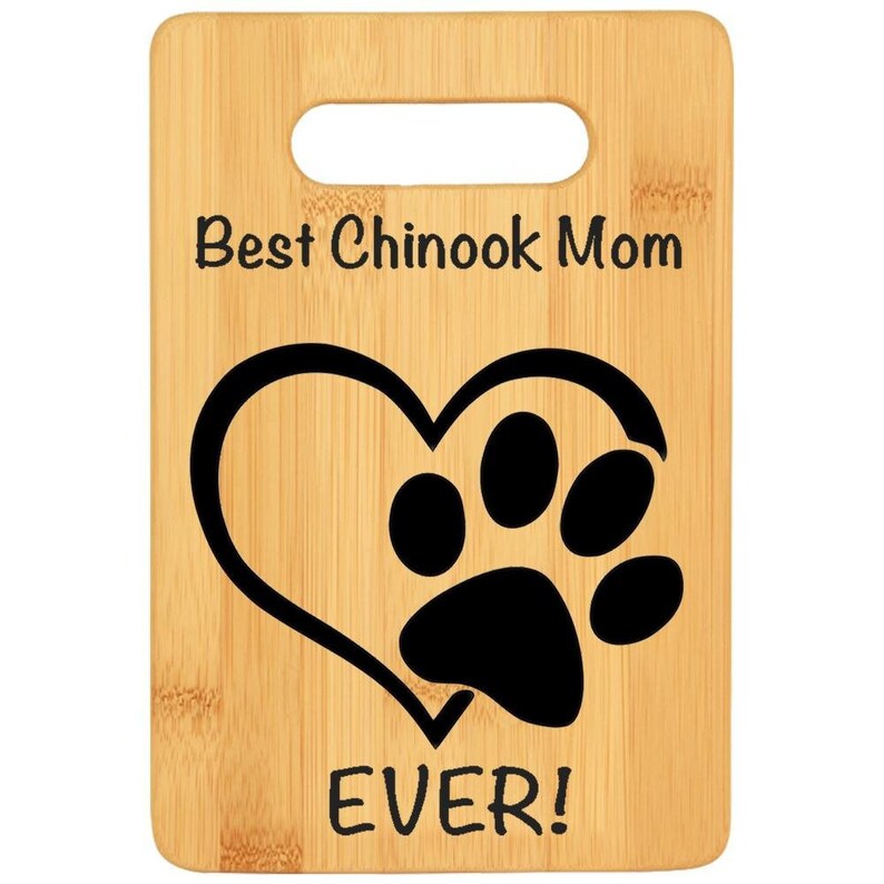 Godmother gift Dog lover gift chef gift for dog mama Bamboo custom cutting board rescue dog loss gift CHINOOK DOG MOM gift for women