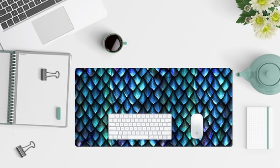 Dragon scales mermaid scales large desk mat gaming mouse pad, Custom mouse pad personalized mouse pad sublimation design unique desk mat