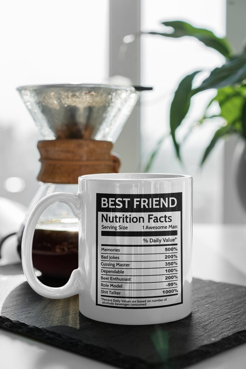 Gifts for guy friend Nutrition Facts, Custom best friend mug birthday gifts, Gift for male friend gifts for guy, Long distance best friend image 1