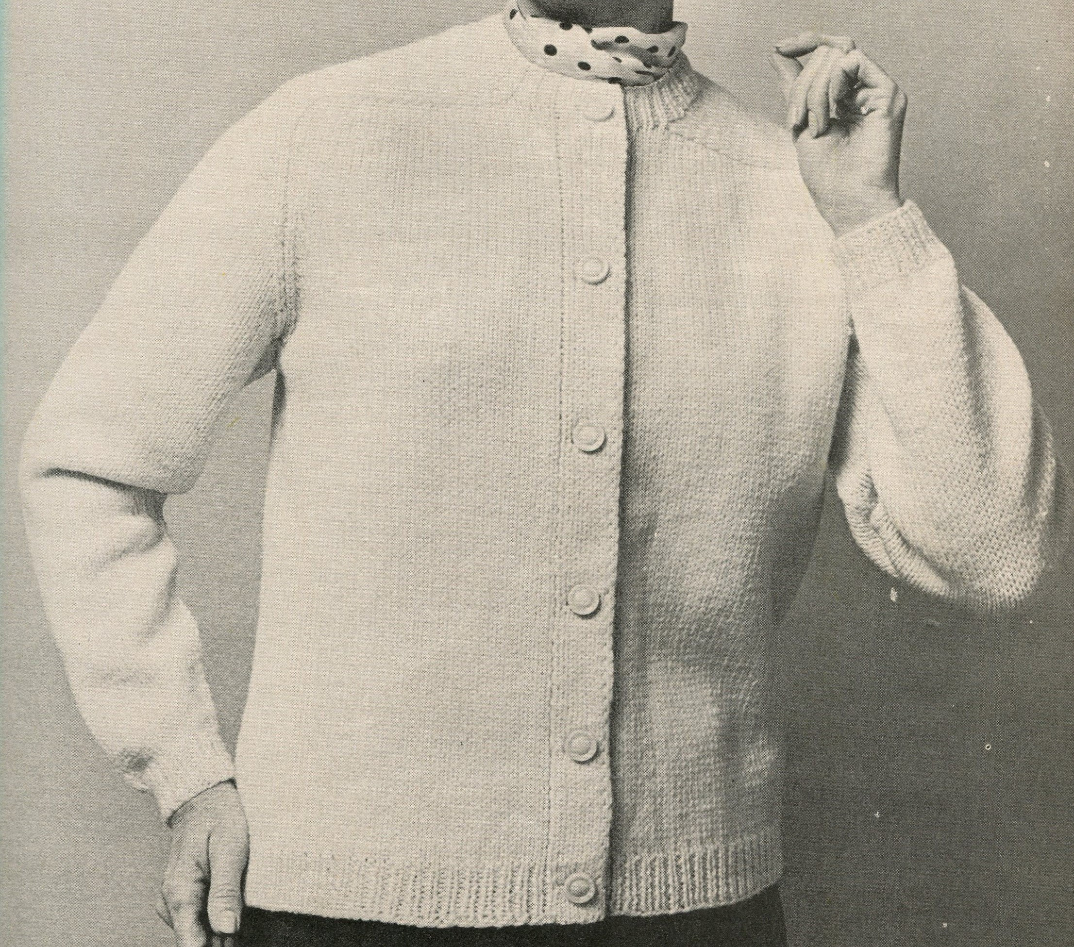 Vintage Saddle Shoulder Cardigan Sweater Knitting Pattern Etsy