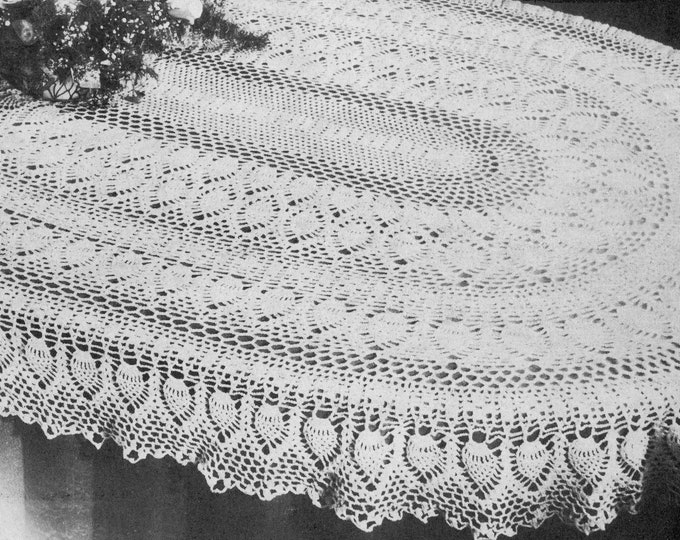 Vintage Oval Pineapple Tablecloth Crochet Pattern Pdf Digital Vintage Oval Pineapple Tablecloth, Round Lace Tablecloth Crochet Pattern Free