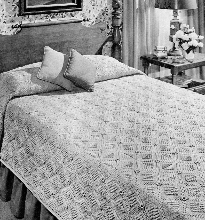 Vintage Popcorn Motif Bedspread Thread Crochet Pattern PDF Etsy