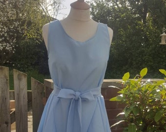 Handmade ruched Alice dress in baby blue