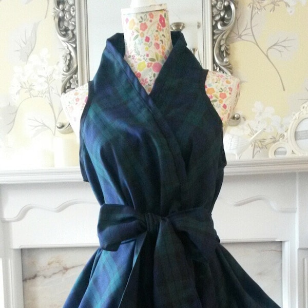 Châle en tartan Blackwatch fait main et robe froncée