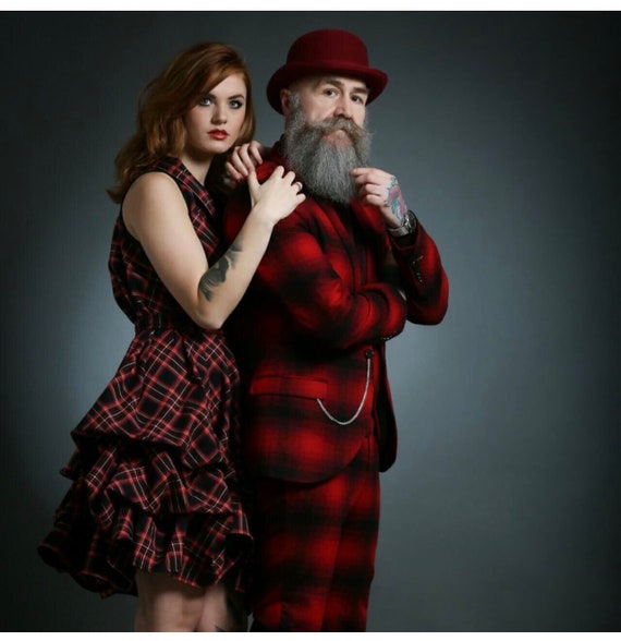 Black and red tartan dress deals