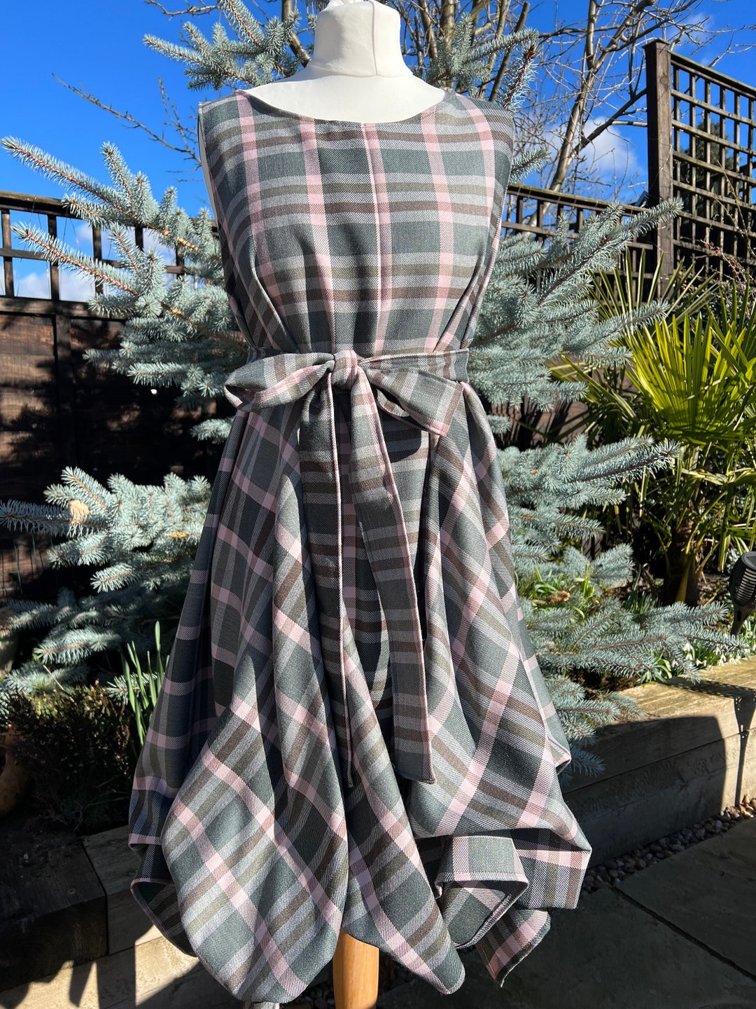 Limited Edition Handmade Grey and Light Pink Tartan Made From Finest