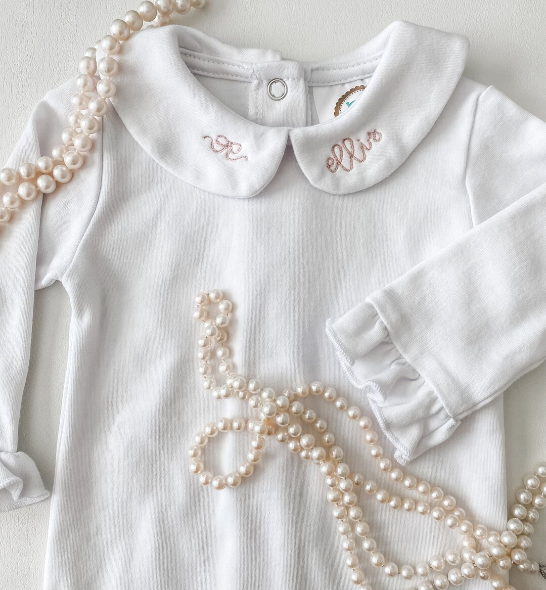 Entyinea Baby Girl Smocked Romper Embroidery Peter Pan Collar Ruffle Sleeve Bubble Bodysuit Summer Outfit Green For 3 6 Months