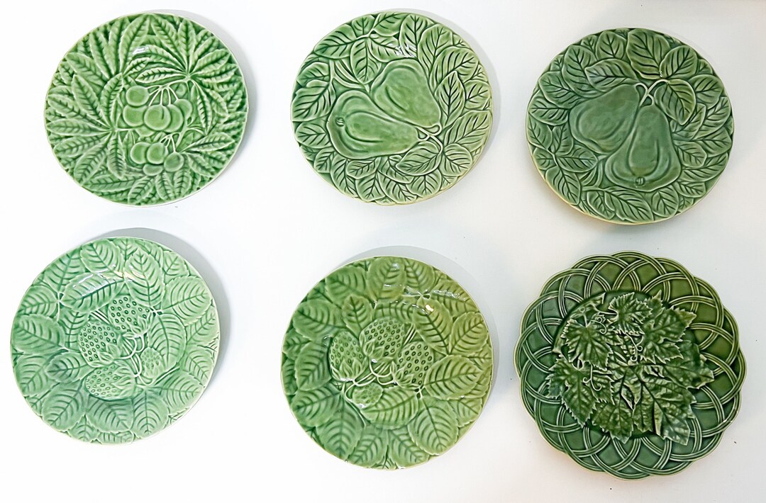 6 Green Bordallo Pinheiro Plates Made in Portugal Jay Etsy