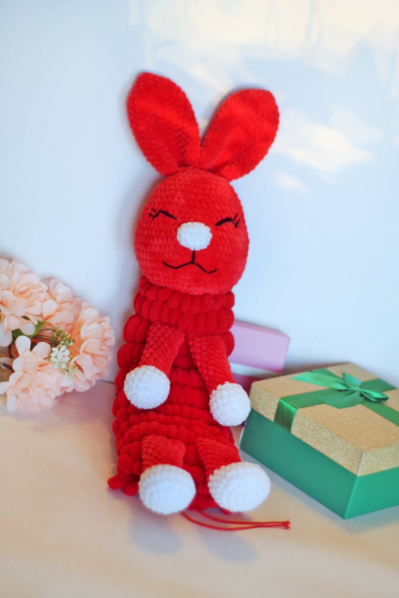 Bunny plush pajama bag Pajamas toy storage Pajama holder Red Etsy
