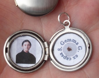 St. Gemma Galgani antikes silbernes Reliquienmedaillon mit „ex capsa“-Reliquie