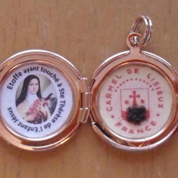 St Therese of Lisieux relic locket -St Therese the Little Flower, St Therese of the Child Jesus relic locket