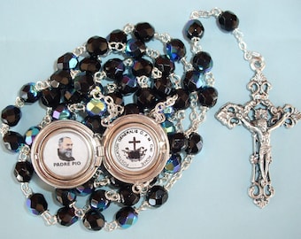 St. Padre Pio relic locket rosary--Handmade and very beautiful!!!