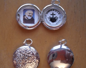 St Padre Pio relic locket with holy card