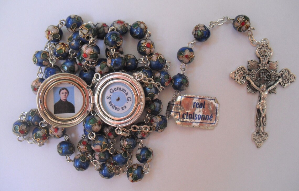 St Gemma relic locket rosaryStunningly beautiful cloisonné Etsy
