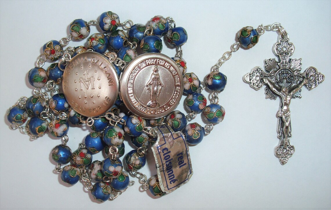 St Gemma relic locket rosaryStunningly beautiful cloisonné Etsy