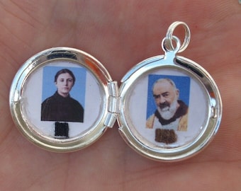 Relikwie medaillon met combinatie van St Padre Pio en St. Gemma Galgani