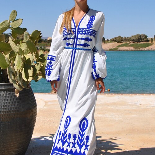 white cotton caftan