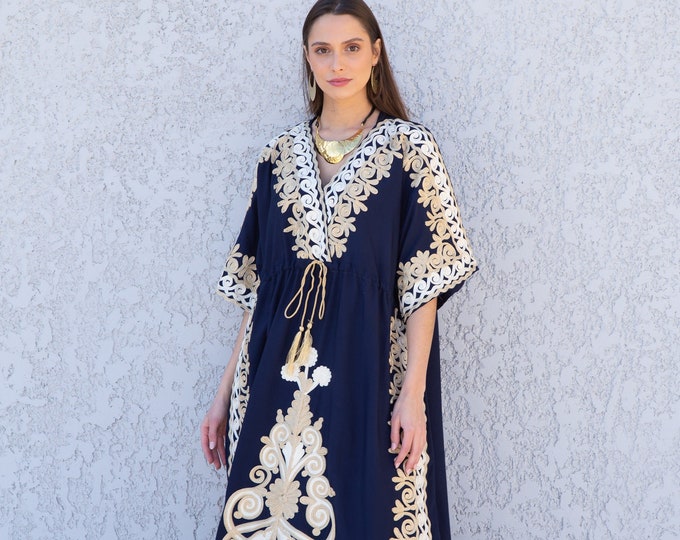 Navy Blue Latest Printed Kaftans main image 1