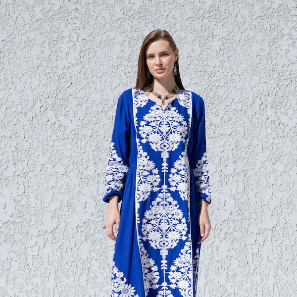 Royal Blue Cotton Dress - Etsy