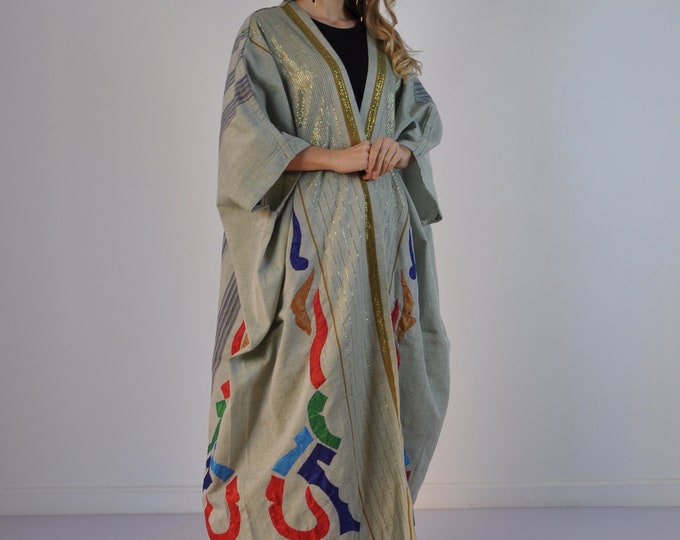 Beige Embroidered Kimono, Hand Loomed Winter Kimono, Purple Kimono ...